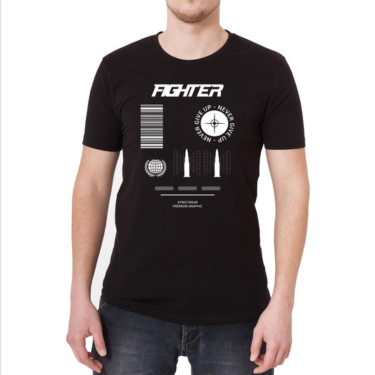 Fighter Never Give Up Vintage Graphic T-Shirt